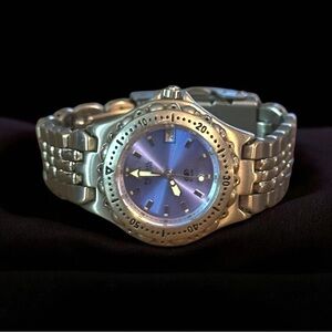 Vintage Fossil Blue unisex stainless steel watch